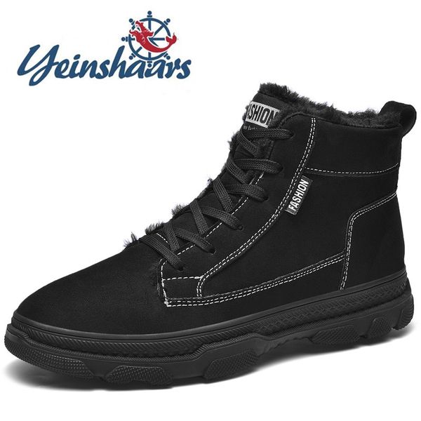 

men boots men's winter shoes fashion snow outdoor brock boots shoes ankle classic vintage footwear fashion sneakers, Black