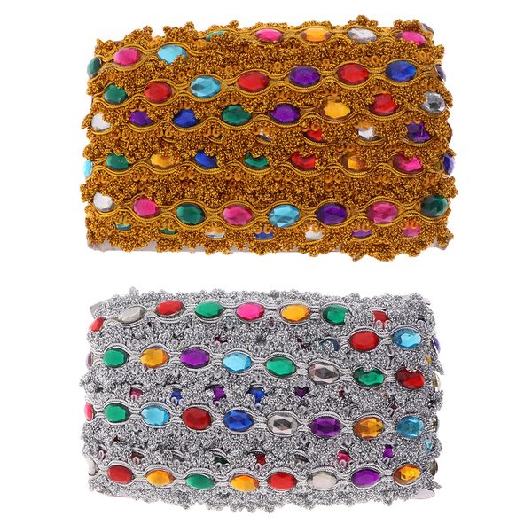 

20yds acrylic beaded lace trim rhinestone braid edge ribbon fabric sewing