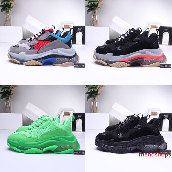 

triple s designer casual shoes paris 17fw low old dad sneaker clear bubble midsole mens womens fashion size 36-45