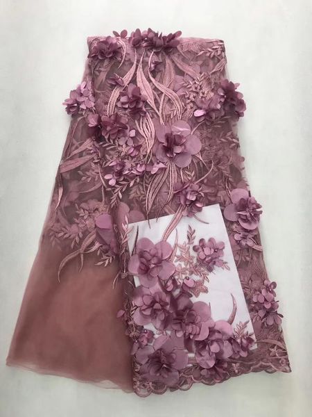

3d lace fabric 2020 lace pink african appliqun with beaded embroidered trim for nigerian wedding jl28531, Pink;blue