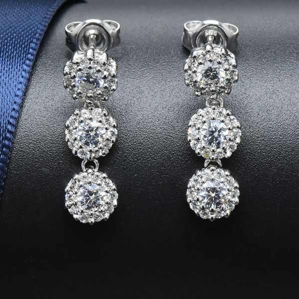 

dangle drop earrings genuine 925 sterling silver sparking cubic zirconia fine jewelry for women gift bridal wedding party engagement