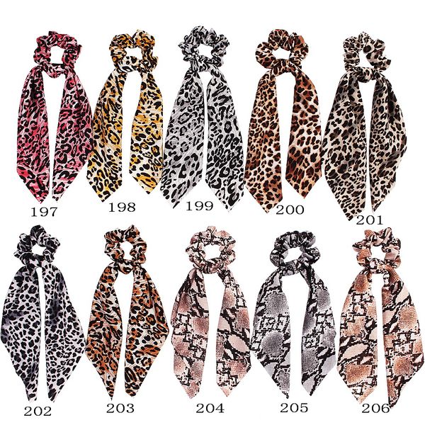

women girl elastic hairbands scrunchie streamer accessories scrunchies leopard print chiffon turban ponytail holder hair ties 50pcs f506b, Slivery;white