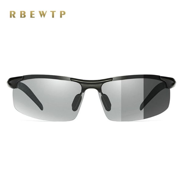 

rbewtp pchromic polarized sunglasses men aluminum magnesium frame lens driving day and night vision goggles sun glasses, White;black