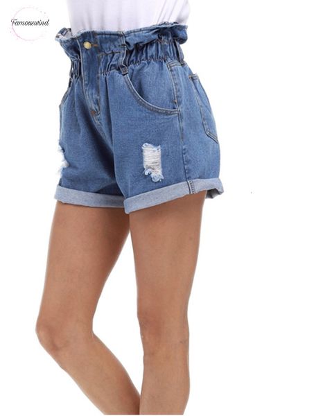 

summer denim new shorts women curling hole 5xl casual short elastic high waist jeans shorts plus size s loose, White;black