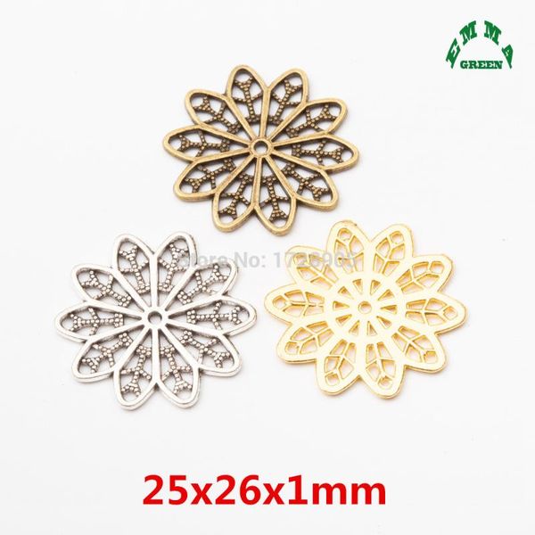 

gold charms for earrings making flower charms pendant for jewelry 10pcs 25mm diy lovely flower, Bronze;silver