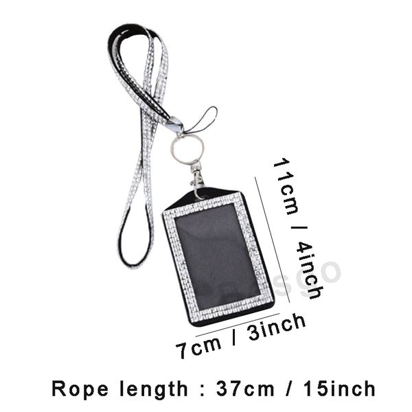 fatchan Großhandel Strass Bling Lanyard Karte Kristall Diamant Halskette Umhängeband mit horizontal gefüttertem Ausweishalter und Schlüsselanhänger DBC BH2716