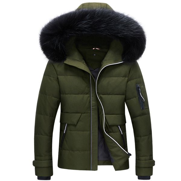 

новая мода hot sale brand 2016 мужчин вскользь высокое качество с меховой шапкой толщины вниз устаревать мужскую тонкую уместиться теплой ку, Black