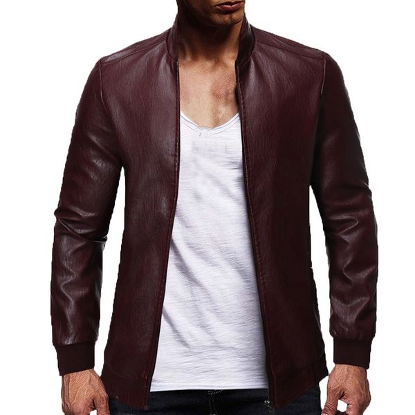 

jaycosin men's new style stylish and fashionable design pure-color locomotive leather coat collar coat men warm aug 21, Black;brown