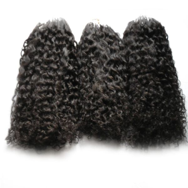 Extensões do cabelo anel micro afro crespo kinky curly cabelo humano bundles micro loops extensões de cabelo humano 300 s micro pérola europeia 300g