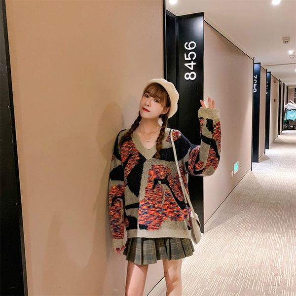 

yocalor casual light green blue navy blue sweater v neck knitted pullovers long sleeve patchwork hit color loose autumn winter, White;black