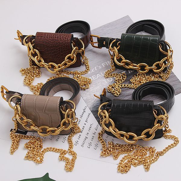 

women mini ladies belt bag new crossbody female purse crocodile pattern chain shoulder bag sweet girl small flap waist bags