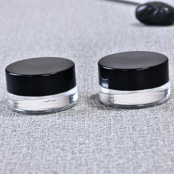 Jar Food Grade Non-Stick 3 ml 5 ml de vidro temperado Glass Container Wax Dab Jar seco Herb Container Com Preto Lid LX9245