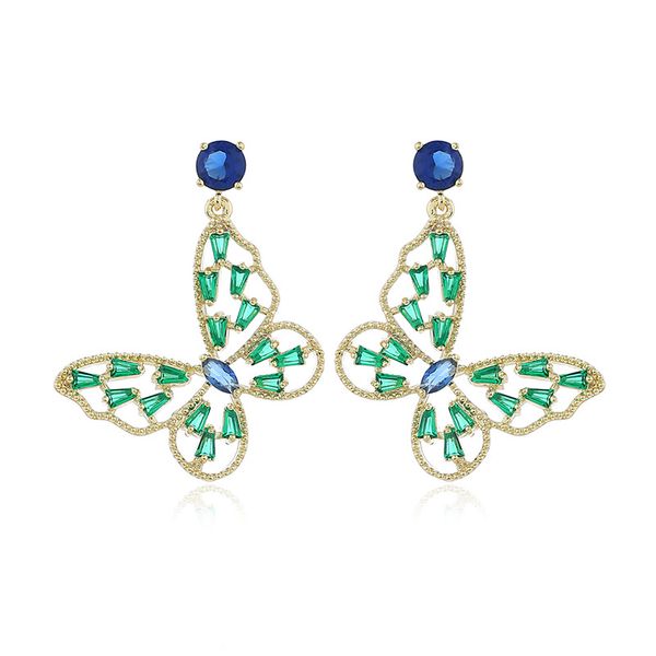 

romantic butterfly small group light high retro temperament earrings, Golden;silver