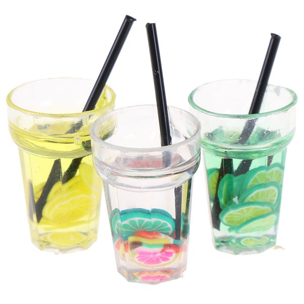 

1/12 dollhouse miniature food mini resin fruit bottle simulation drinks model kitchen toys fruit drink play dolls accessories