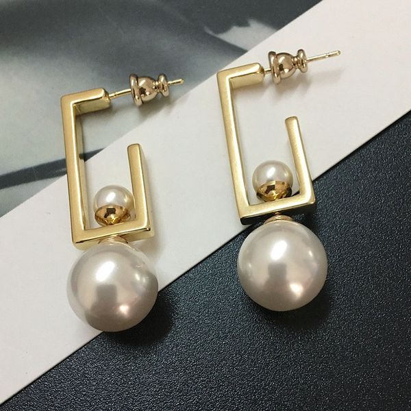 

design big pearl stud earrings for women 2019 new charms ladies drop pearls ear rings korean lady earings, Silver