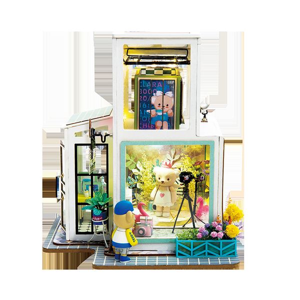

robotime 2019 new arrival luxury diy with bearfurniture children adult miniature wooden doll house model kit кукольный домик td mx200414