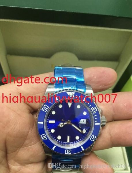 Top alta qualidade 116610 40 milímetros safira Dial Azul Cerâmica Verde Aço Inoxidável Automatic Mens Watch Relógios Original Box Papers