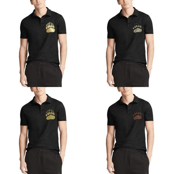 

мужская дизайн печать монтана гризли футбол золотой логотип черный хлопок поло рубашка хип-хоп сделать друзей камуфляж леопардовый принт ста, White;black