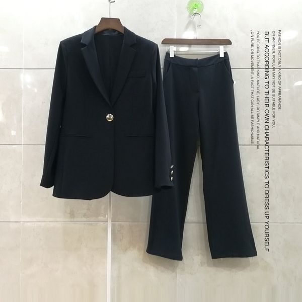 

office lady two pieces sets women 2018 autumn winter casual single breasted blazer and pants suits female formal clothing sets, Gray