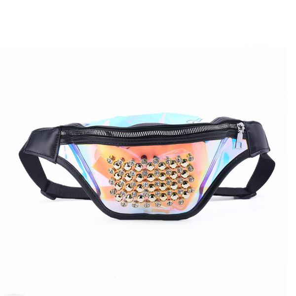 

rhinestone women fashion waist pack rivet bum bag phone bag chest