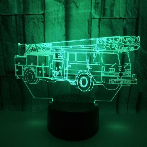 

fire vehicle 3d night lamp seven colors touch color 3d lamp shenzhen factory direct selling small table led night light