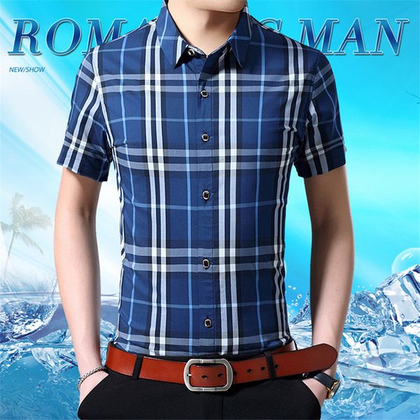 

Burburry Plaid Print Mens Shirts Summer Designer Short Sleeve Turn Down Collar Mens Luxury Casual Shirts