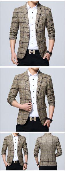 

мода осень плед мужчин костюм высокое качество мужские костюм куртка бизнес свободного покроя костюм приталенный fit костюм masculino пиджак, White;black