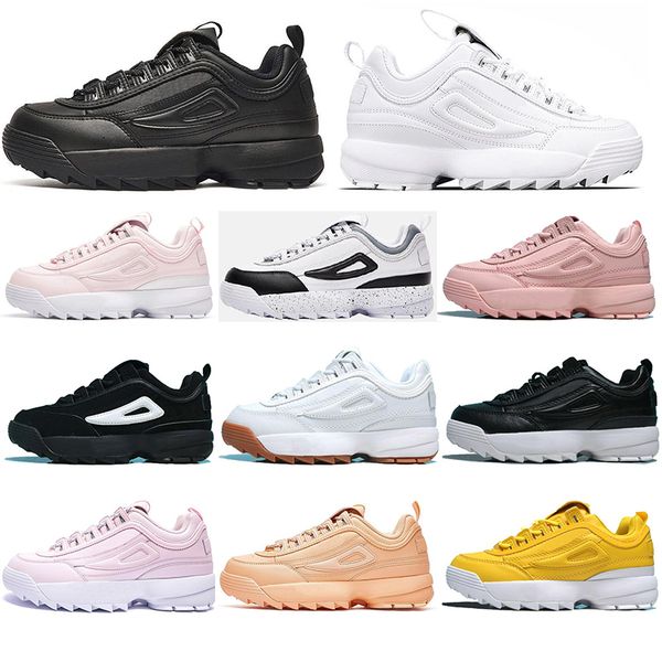 

fashion fila designer disruptors triple white black women men special section sports sneaker increased jogging running shoes 35-45, White;red