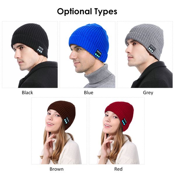 

mz013 bt5.0 connected music knitted cocky hat one-click answering hanging up microphone high capacity rechargeable brown, Black;white