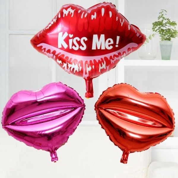 

18inch kiss me день святого валентина свадебные украшения lip алюминиевый шар любовь воздушный шар 23 «» красный mouth день рождения pallonc