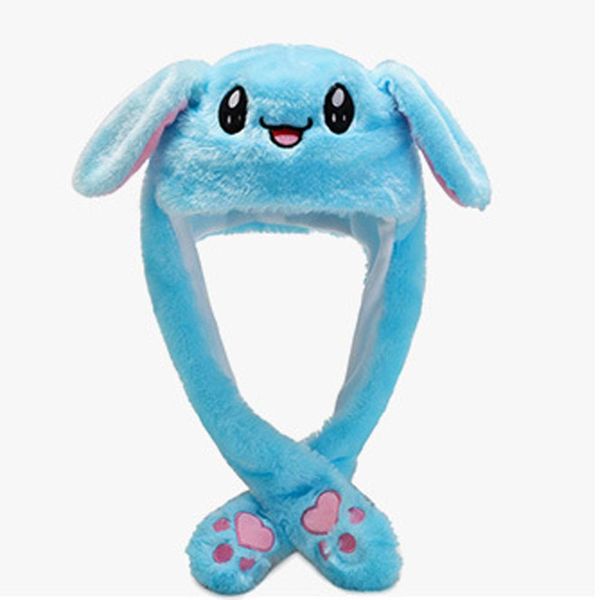 

newly cute bunny plush hat funny playtoy ear up down rabbit gift toy for kids girls girlfriend, Blue;gray