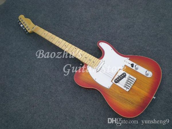 

f electric guitar, cherry burst gu telecaster