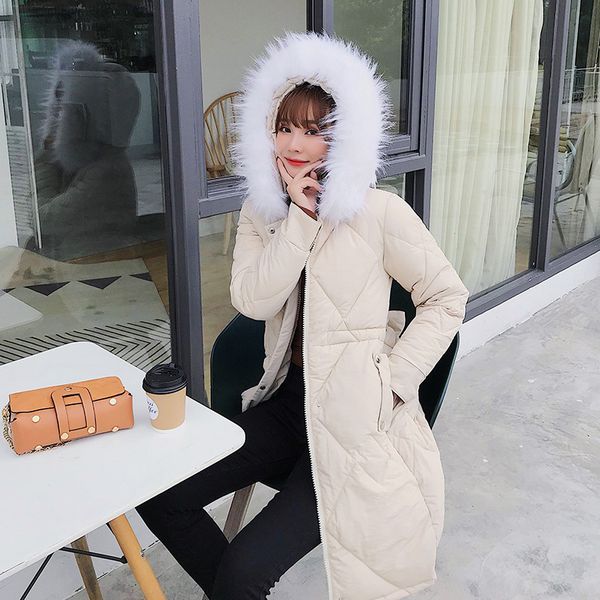 

winter 2019 new cotton clothes large long down cotton clothes slim large coat, Tan;black