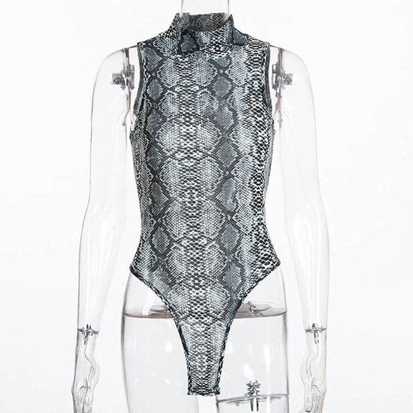 

комбинезон дама лето ромпер женщины snake pattern животные печать sexy bodysuit женщина без рукавов с плечом водолазки трико комбинезонов, Black;white