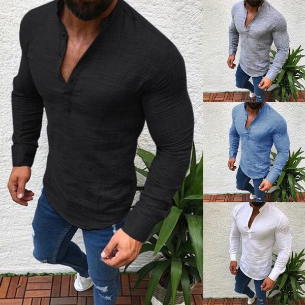 

stylish men slim shirt muscle fit v neck long sleeve muscle tee t-shirt casual blouse