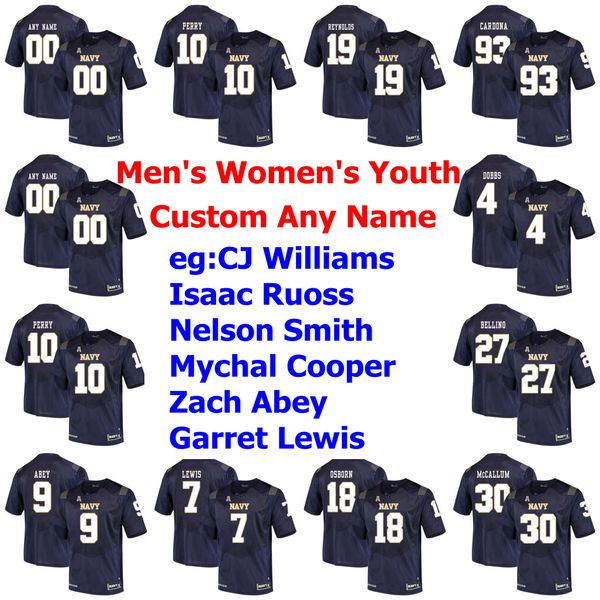 

navy midshipmen college football jerseys kids youth cj williams jersey isaac ruoss joe cardona ricky dobbs joe bellino custom stitched, Black