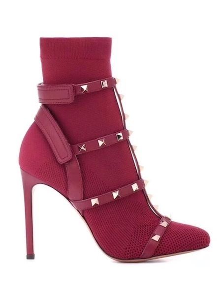 

fashion designer studs sock boots luxury ladies work ankle boots with leather straps 105mm high heel shoes christmas gifts size 36-40, Black