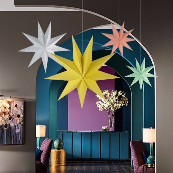 2019 Paper Star Decoration For Home Decorations 30 45 60cm Nine Angles Tissue Paper Star Lantern Hanging Stars For Home Party Decor From Mituhome02