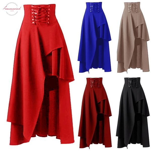 

spring women gothic steampunk costume vintage clothes ruffle burlesque skirt vintage high waist long maxi skirts, Black