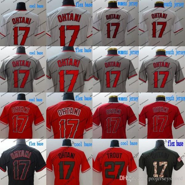 

#17 Shohei Ohtani Jersey Mens Womens Youth Los Angeles New Player Red White Grey Coolbase Flexbase Baseball Jerseys Free Shipping S-XXXL