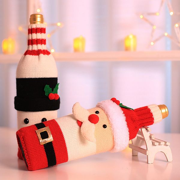 

christmas decorations santa claus wine bottle cover snowman gift holders xmas navidad decor new year dinner party table decors