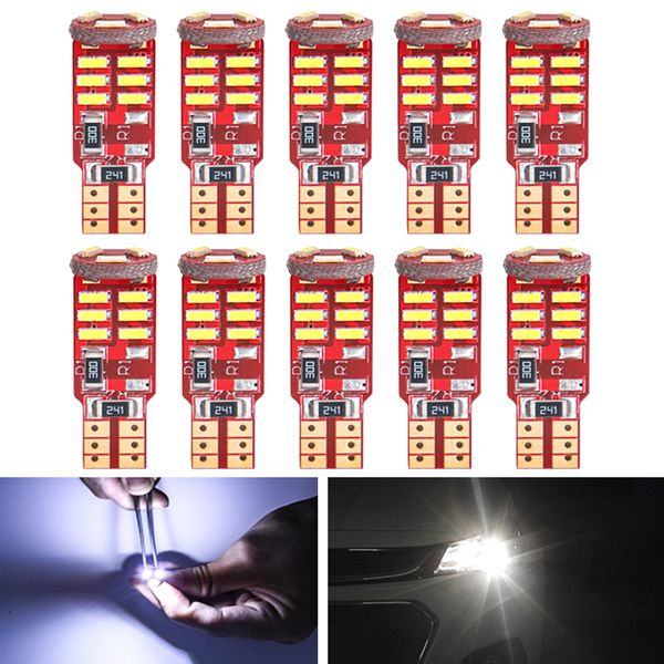 

10 pcs car t10 w5w led in led bulbs 4014 15smd side marker light canbus no error 168 194 white auto wedge parking bulb lamp