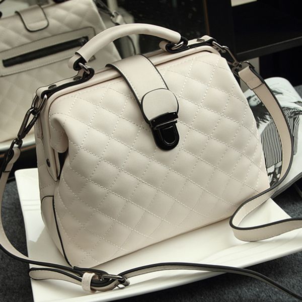 

women handbag genuine leather handbag doctor bag women shoulder bag small plaid rivets crossbody handbag fashion women bags
