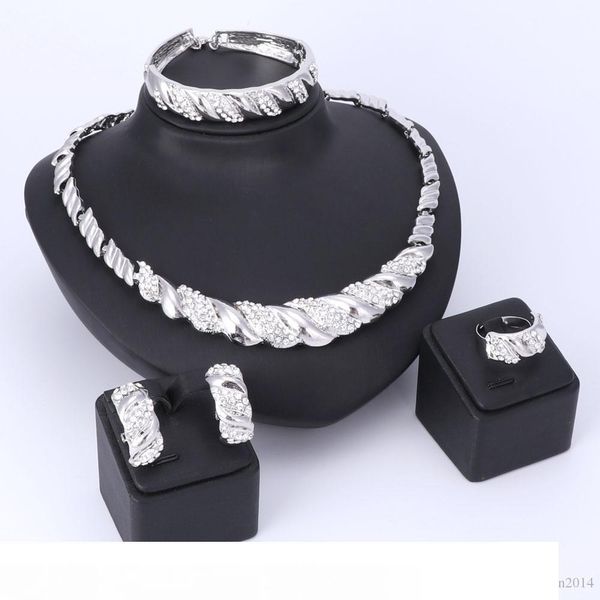 

женщины посеребренные ювелирные наборы нигерийская свадьба африканские бусины кристалл свадебный комплект ювелирных изделий горный хрусталь, Slivery;golden