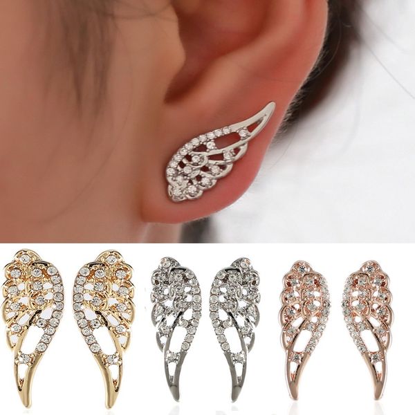 

new wings stud earrings for women punk silver gold angel wings earrings simple design hiphop fashion jewelry, Golden;silver