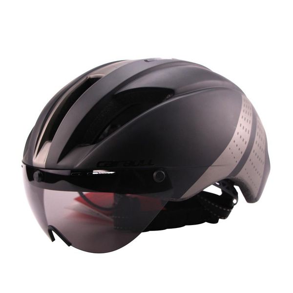 

himiss lightweight cycling helmet detachable magnetic goggles aerodynamic helmet motorcycle bike riding goggles, Black
