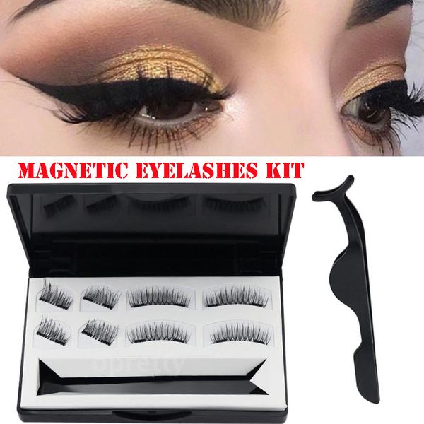 

8 pcs dual magnetic false eyelashes extension tools with 1pc applicator natural long wispies eyelashes makeup rusable lashse
