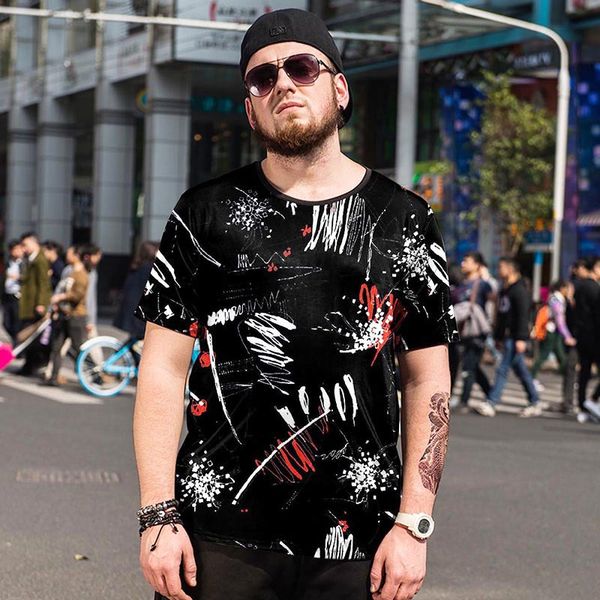 

spring new short-sleeved t-shirt men's plus fertilizer to increase the port wind trend large size men's clothing wholesale, White;black