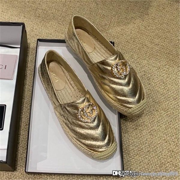 

designer shoes leather espadrille with double designer fashion luxury 2019 brand women shoes classic style casual flat shoeswith box, Black