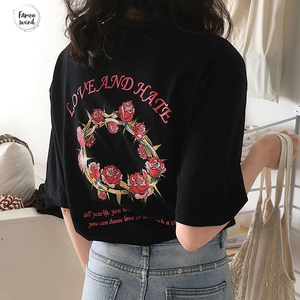 

женщина одежда рубашки summer new rose letter printed повседневный доставка сыпучих мода короткие рукава женщины t падение, White